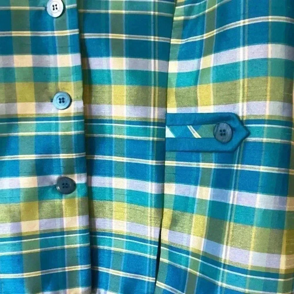 Sag Harbor Green& Blue Stripes Multicolored Short Sleeve Blazer Jacket Size 14 - Picture 8 of 11